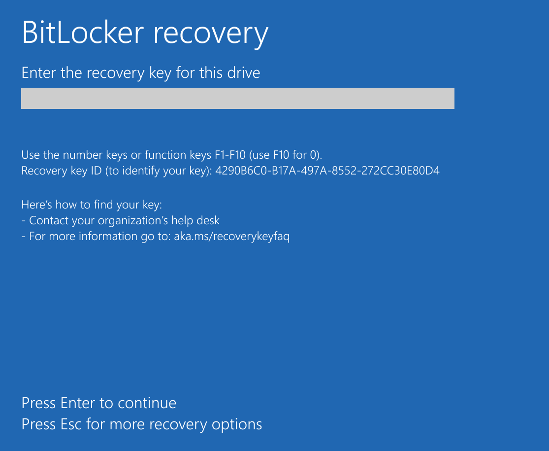 BitLocker recovery mode